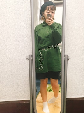「ベロアスカート」｜「アイテム（ハンチング/ベレー帽）」を使った、まめみちゃんさん（レディース・152cm）の秋コーディネート