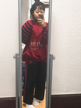 「red」｜「アイテム（ハンチング/ベレー帽）」を使った、まめみちゃんさん（レディース・152cm）の秋コーディネート
