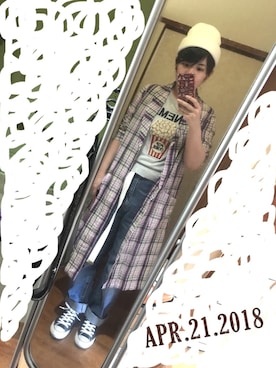 「サマーニット」｜「アイテム（その他アウター）」を使った、ぷり子。さん（レディース・157cm）の春コーディネート
