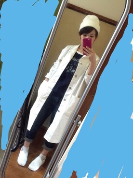 「白いスニーカー」｜「アイテム（ジャケット/アウター）」を使った、ぷり子。さん（レディース・157cm）の春コーディネート
