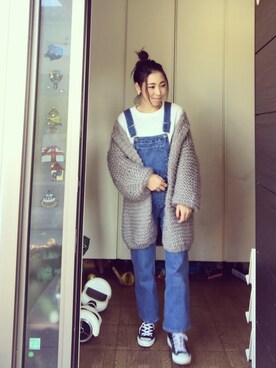 「ZARA（ザラ）のアイテム（サロペット/オーバーオール）」を使った、head-tailさん（レディース・157cm）の冬コーディネート