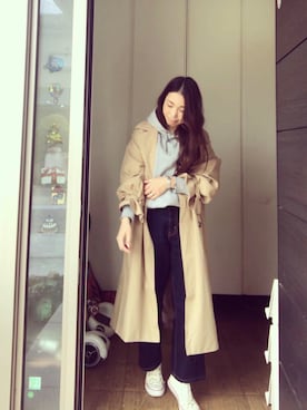 「KOBE LETTUCE（コウベレタス）のアイテム（トレンチコート）」を使った、head-tailさん（レディース・157cm）の冬コーディネート