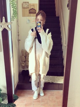 「ZARA（ザラ）のアイテム（サロペット/オーバーオール）」を使った、head-tailさん（レディース・157cm）の冬コーディネート