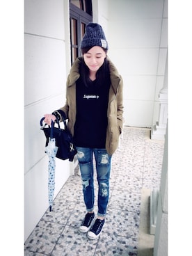 「Gozo（ゴソ）のアイテム（ジャケット/アウター）」を使った、wenさん（レディース・166cm）の冬コーディネート