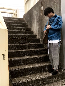 「my beautiful landlet（マイビューティフルランドレット）のアイテム（サンダル）」を使った、うぃるすみすさん（メンズ・179cm）の春コーディネート