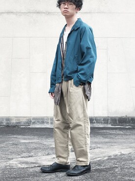 「roundabout（ラウンダバウト）のアイテム（パンツ）」を使った、takuya matsudaさん（メンズ・169cm）の春コーディネート