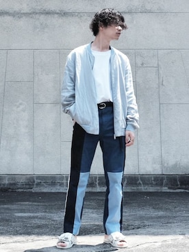 「THREE BLIND MICE（スリーブラインドマイス）のアイテム（パンツ）」を使った、takuya matsudaさん（メンズ・169cm）の春コーディネート