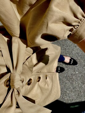 「earth music&ecology（アースミュージックアンドエコロジー）のアイテム（トレンチコート、ベージュ系）」を使った、ぴさん（レディース）の夏コーディネート