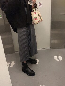 「JEANASIS（ジーナシス）のアイテム（スカート、グレー系）」を使った、ぴさん（レディース）の冬コーディネート