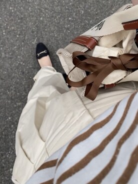 「Chloe（クロエ）のアイテム（トートバッグ、ベージュ系）」を使った、ぴさん（レディース）の春コーディネート