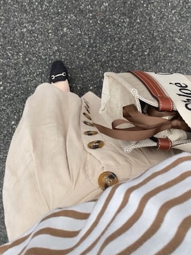 「Chico（チコ）のアイテム（スカート、ベージュ系）」を使った、ぴさん（レディース）の春コーディネート