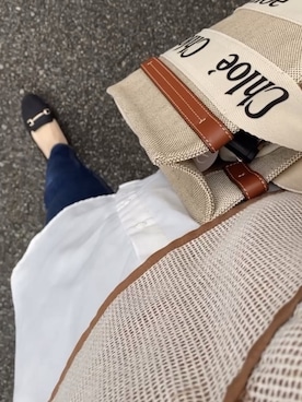 「Chloe（クロエ）のアイテム（トートバッグ、ブラウン系）」を使った、ぴさん（レディース）の春コーディネート