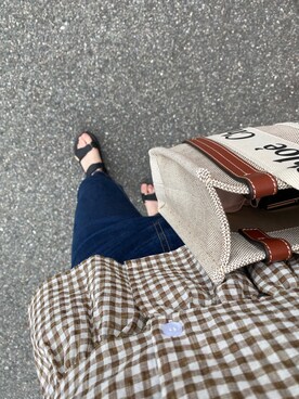 「GU（ジーユー）のアイテム（デニムパンツ、ブルー系）」を使った、ぴさん（レディース）の夏コーディネート