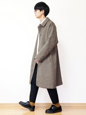 「アイテム（ステンカラーコート）」を使った、UNIさん（メンズ・169cm・20代）の秋コーディネート