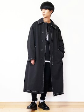 「アイテム（ステンカラーコート）」を使った、UNIさん（メンズ・169cm・20代）の秋コーディネート