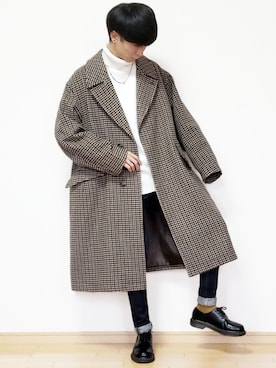 「アイテム（ステンカラーコート）」を使った、UNIさん（メンズ・169cm・20代）の秋コーディネート
