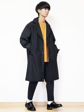 「MinoriTY（マイノリティ）のアイテム（チェスターコート）」を使った、UNIさん（メンズ・169cm）の秋コーディネート