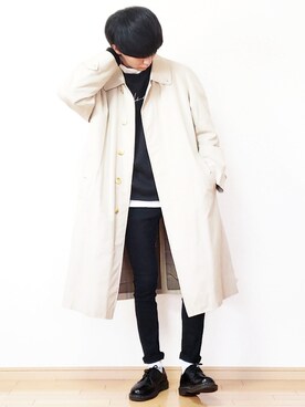 「アイテム（ステンカラーコート）」を使った、UNIさん（メンズ・169cm・20代）の冬コーディネート