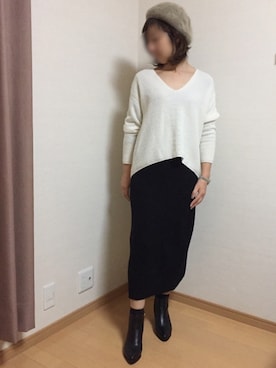「PLAIN CLOTHING（プレーンクロージング）のアイテム（ブーツ）」を使った、kumahiさん（レディース・156cm）の冬コーディネート