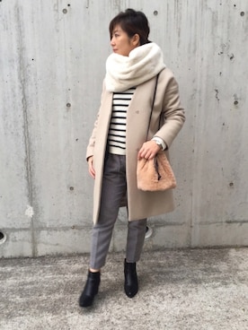 「PLAIN CLOTHING（プレーンクロージング）のアイテム（ブーツ）」を使った、kumahiさん（レディース・156cm）の冬コーディネート