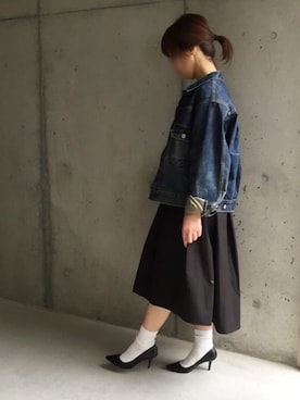 「Doシンプル部」｜「アイテム（デニムジャケット）」を使った、kumahiさん（レディース・156cm）の春コーディネート