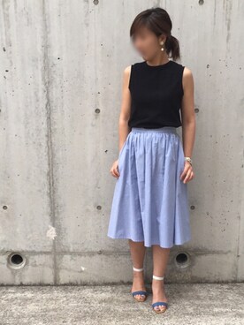 「おおぶりピアス」｜「アイテム（タンクトップ）」を使った、kumahiさん（レディース・156cm）の春コーディネート