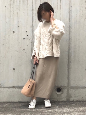 「編み上げニット」｜kumahiさん（レディース・156cm）の冬コーディネート