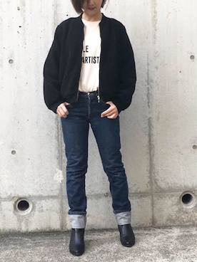 「PLAIN CLOTHING（プレーンクロージング）のアイテム（ブーツ）」を使った、kumahiさん（レディース・156cm）の冬コーディネート
