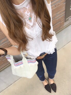 「Ungrid（アングリッド）のアイテム（その他トップス）」を使った、harrrさん（レディース・157cm）の夏コーディネート