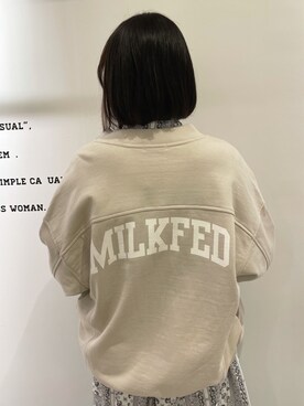 「MILKFED.（ミルクフェド）のアイテム（その他アウター）」を使った、山口紗英さん（レディース・157cm）の春コーディネート