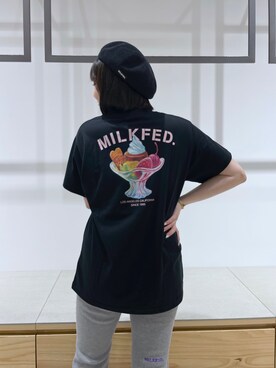 「MILKFED.」｜「アイテム（ハンチング/ベレー帽）」を使った、山口紗英さん（レディース・157cm）の春コーディネート
