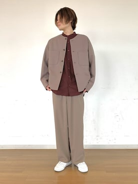 「ワインレッド」｜「アイテム（その他アウター）」を使った、kajiさん（メンズ・179cm）の秋コーディネート