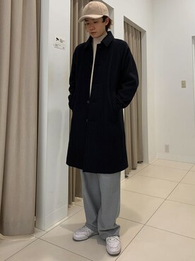 「SENSE OF PLACE by URBAN RESEAR」｜「アイテム（ステンカラーコート）」を使った、kajiさん（メンズ・179cm）の秋コーディネート