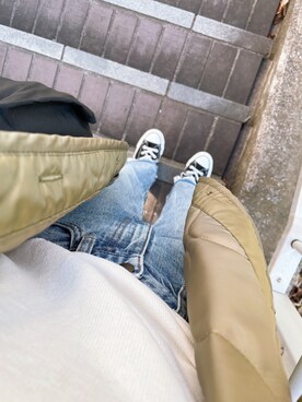 「CONVERSE（コンバース）のCONVERSE コンバース オール スター ジャパン オックス / ALL STAR J OX (BLACK) 32167431（スニーカー、ブラック系）」を使った、Tさん（レディース・150cm）の春コーディネート