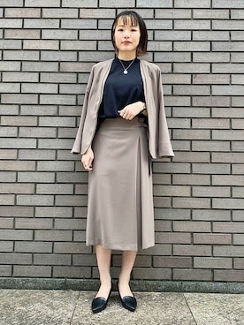 「SHIPS for women」｜「アイテム（ノーカラージャケット）」を使った、西平さん（レディース・160cm）の秋コーディネート