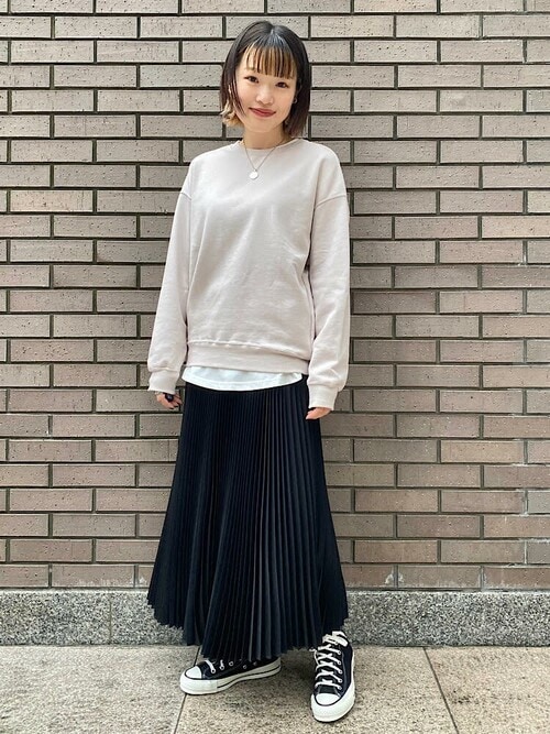 セール】Primary NavyLabel:デニムライクプリント プリーツスカート