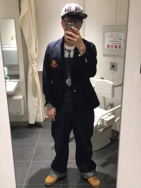 「XLARGE（エクストララージ）のアイテム（サロペット/オーバーオール）」を使った、3noさん（メンズ・173cm）の春コーディネート