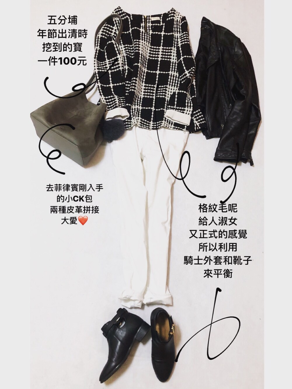 グレー系のドラムバッグ、ブラック系のブーツを着用したレディースの冬コーディネートの1枚目の写真