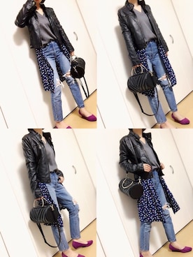 「OZOC（オゾック）のアイテム（ボストンバッグ）」を使った、めるもさん（レディース・158cm）の春コーディネート