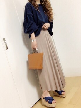 「niko and...（ニコアンド）のメンテンBIGBIG Ｔシャツ【niko and ...】（Tシャツ/カットソー）」を使った、めるもさん（レディース・158cm）の春コーディネート