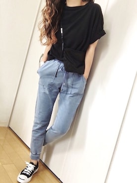 「CONVERSE（コンバース）のCONVERSE コンバース ジャック パーセル / JACK PURCEL（スニーカー）」を使った、めるもさん（レディース・158cm）の夏コーディネート