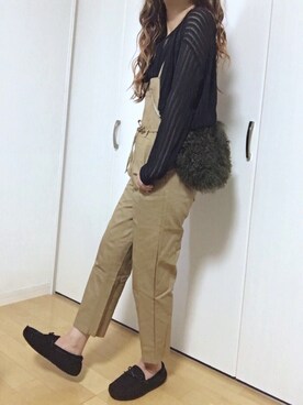 「シースルー」｜「アイテム（モカシン/デッキシューズ）」を使った、めるもさん（レディース・158cm）の秋コーディネート