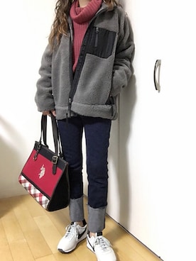 「プチプラミックス」｜めるもさん（レディース・158cm）の冬コーディネート