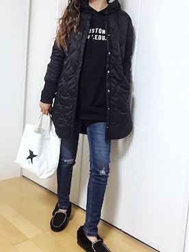 「プチプラミックス」｜「アイテム（モカシン/デッキシューズ）」を使った、めるもさん（レディース・158cm）の冬コーディネート