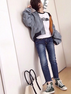 「プチプラミックス」｜めるもさん（レディース・158cm）の冬コーディネート