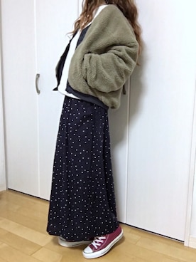 「スカーチョ」｜「アイテム（ブルゾン）」を使った、めるもさん（レディース・158cm）の冬コーディネート