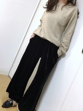 「GRL（グレイル）のビット付ファーシューズ（ローファー）」を使った、めるもさん（レディース・158cm）の冬コーディネート