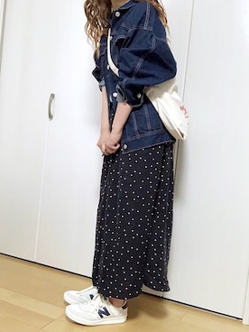 「GRL（グレイル）のアイテム（デニムジャケット）」を使った、めるもさん（レディース・158cm）の春コーディネート