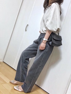 「大人カジュアルコーデ」｜「アイテム（腕時計）」を使った、めるもさん（レディース・158cm）の春コーディネート