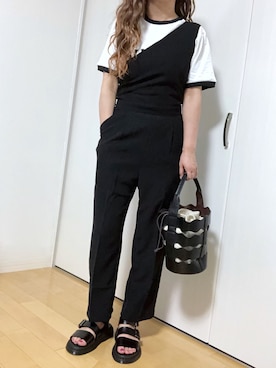「mysty woman（ミスティウーマン）のアイテム（サロペット/オーバーオール）」を使った、めるもさん（レディース・158cm）の春コーディネート